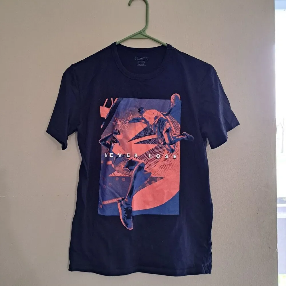 The Children's Place boys' basketball player graphic tee in navy blue XXL (18)